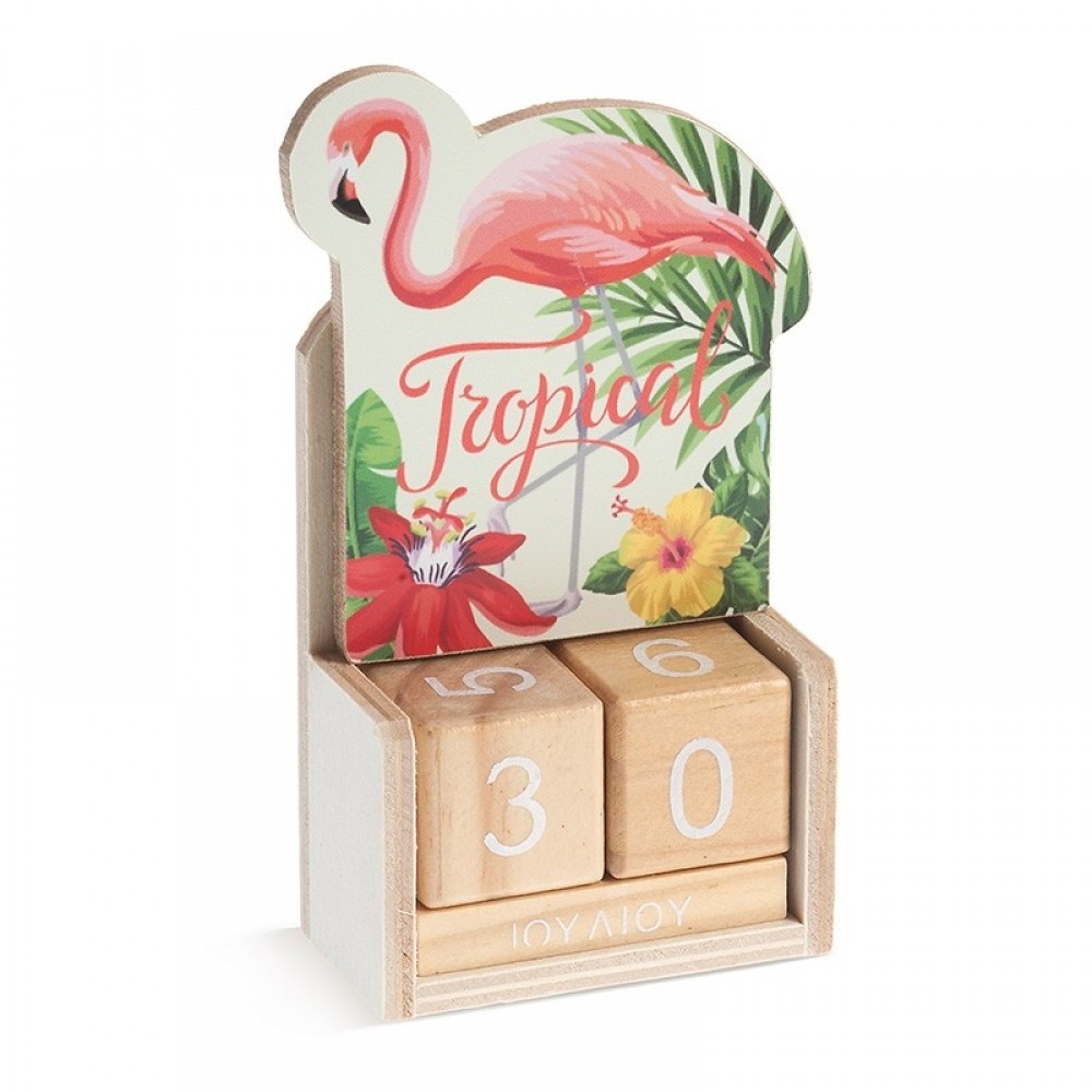 Ξύλινο ημερολόγιο Flamingo 