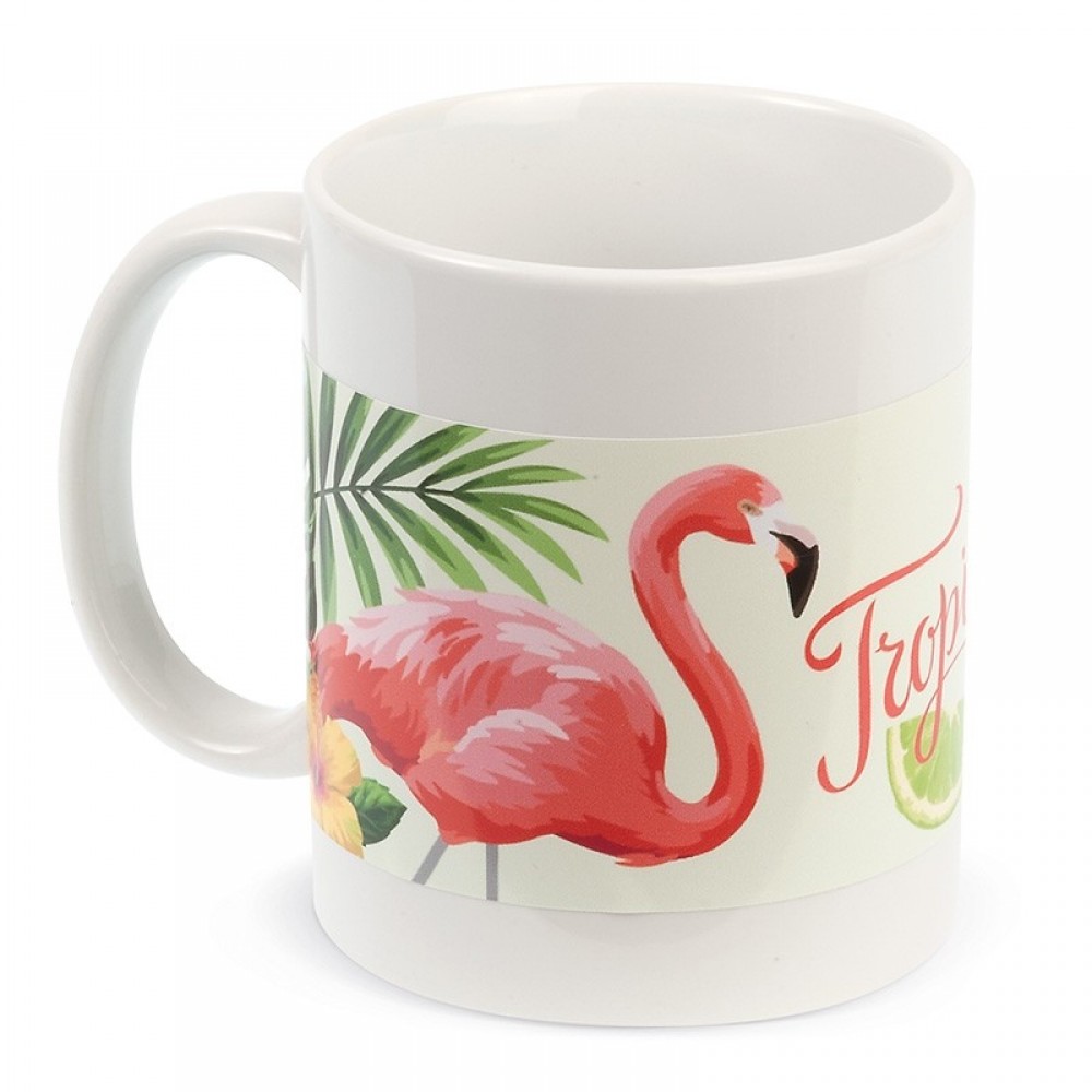 Πορσελάνινη κούπα με αυτοκόλλητο Flamingo 